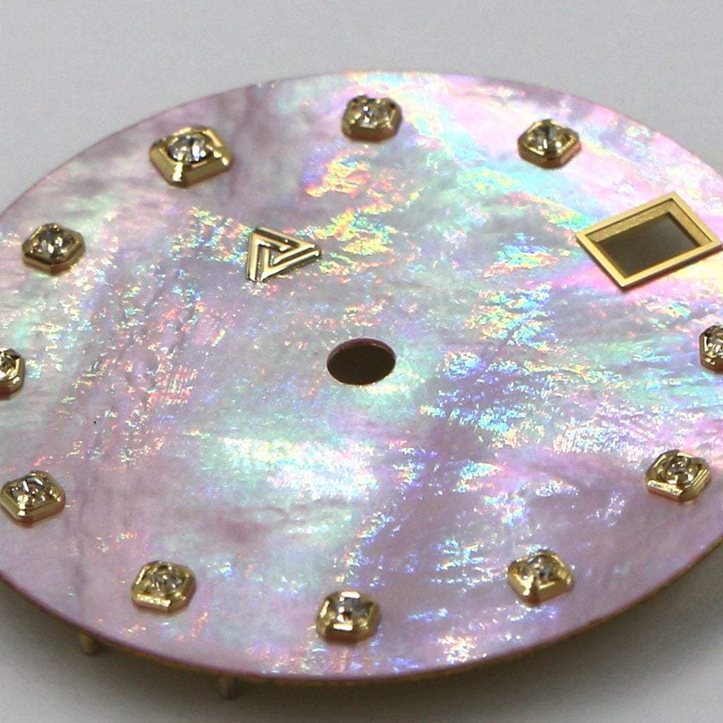 Mother of Pearl Dial - Pink / Swarovski Edition (Date) - - - - Lucius Atelier - Swiss Quality Seiko Watch Mod Parts