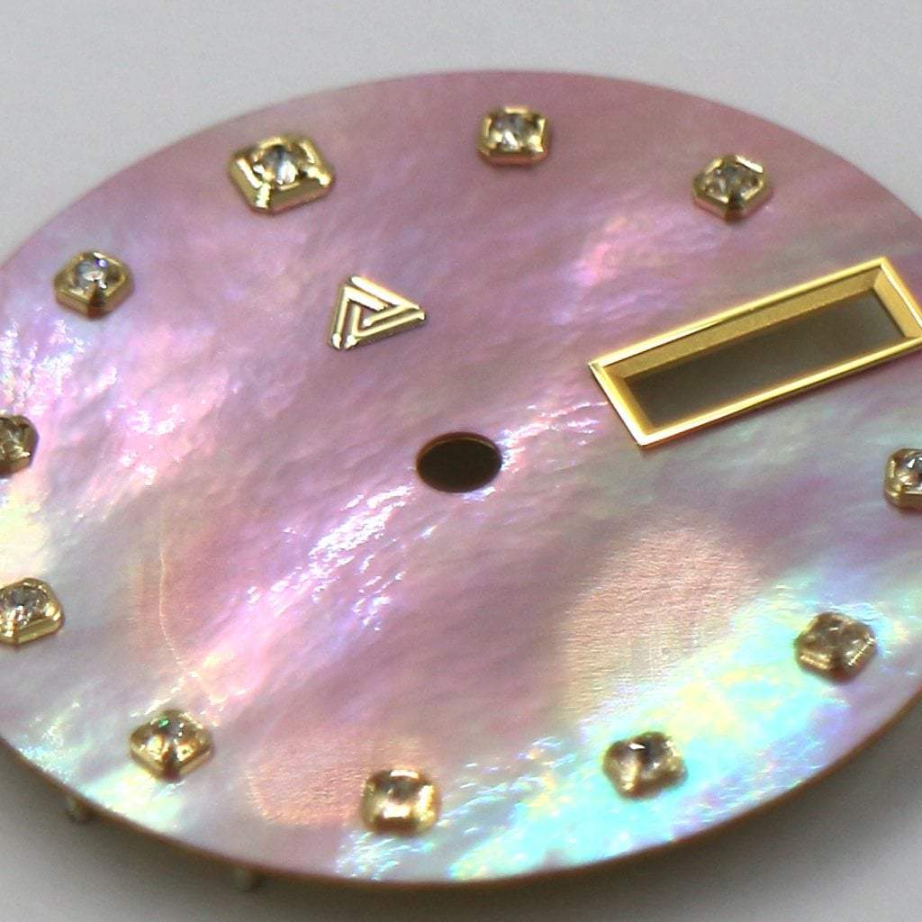 Mother of Pearl Dial - Pink / Swarovski Edition (Day Date) - - - - Lucius Atelier - Swiss Quality Seiko Watch Mod Parts