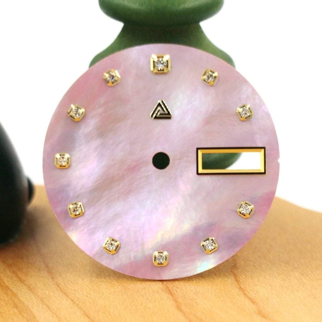 Mother of Pearl Dial - Pink / Swarovski Edition (Day Date) - - - - Lucius Atelier - Swiss Quality Seiko Watch Mod Parts