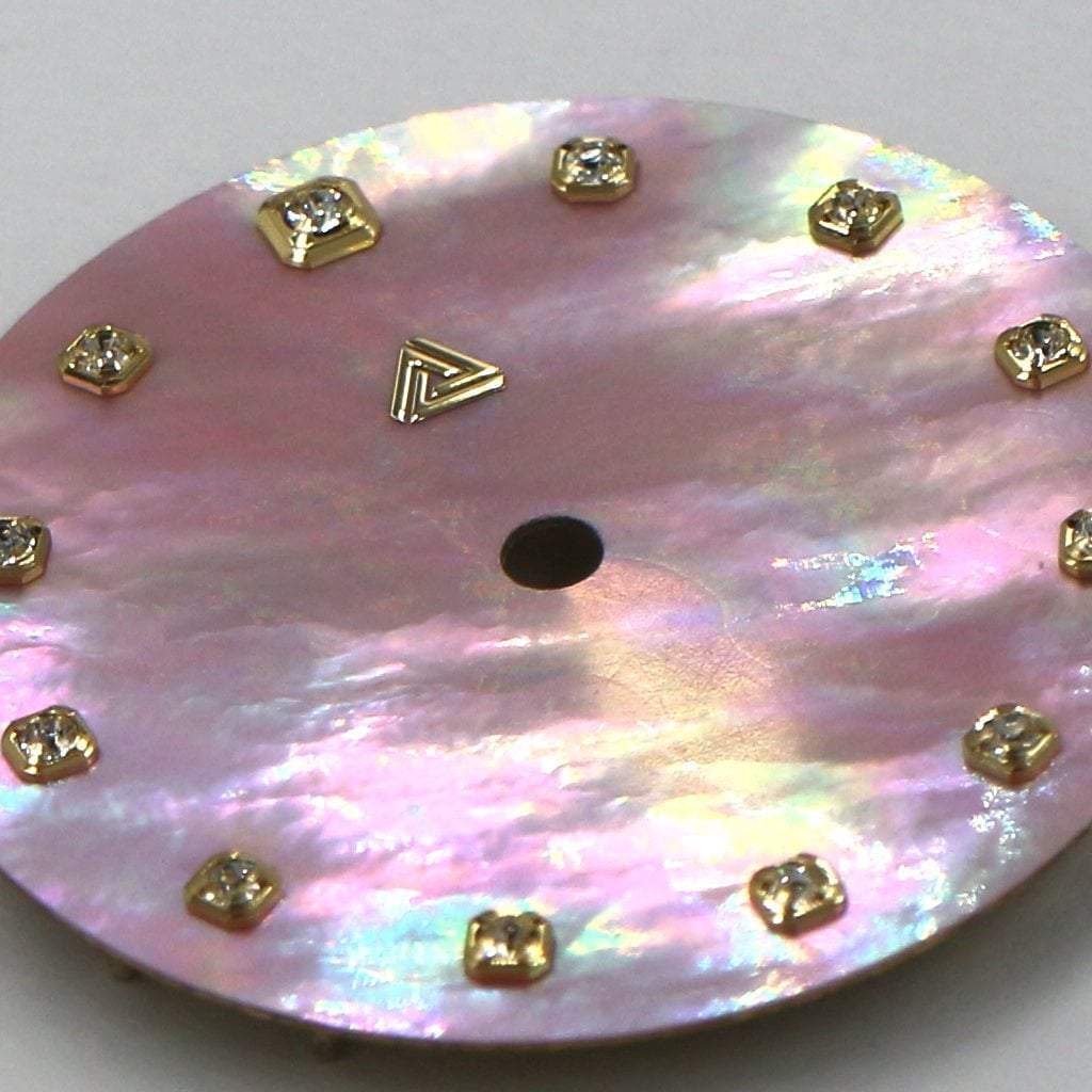 Mother of Pearl Dial - Pink / Swarovski Edition (No Date) - - - - Lucius Atelier - Swiss Quality Seiko Watch Mod Parts