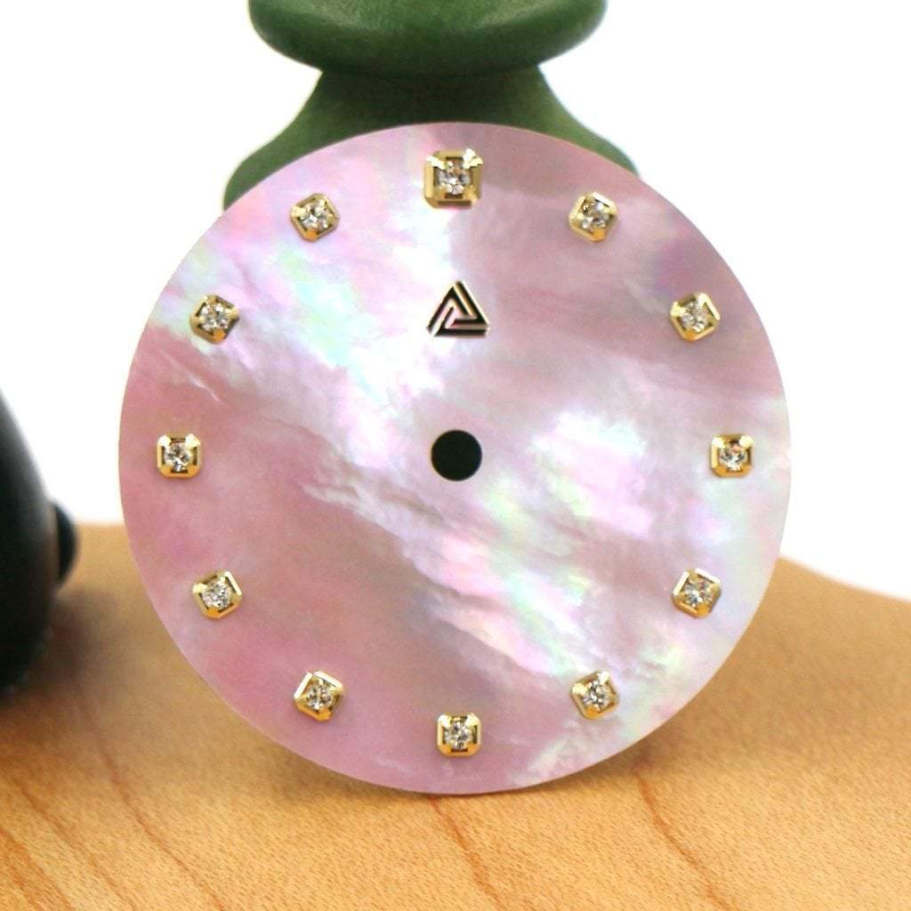 Mother of Pearl Dial - Pink / Swarovski Edition (No Date) - - - - Lucius Atelier - Swiss Quality Seiko Watch Mod Parts