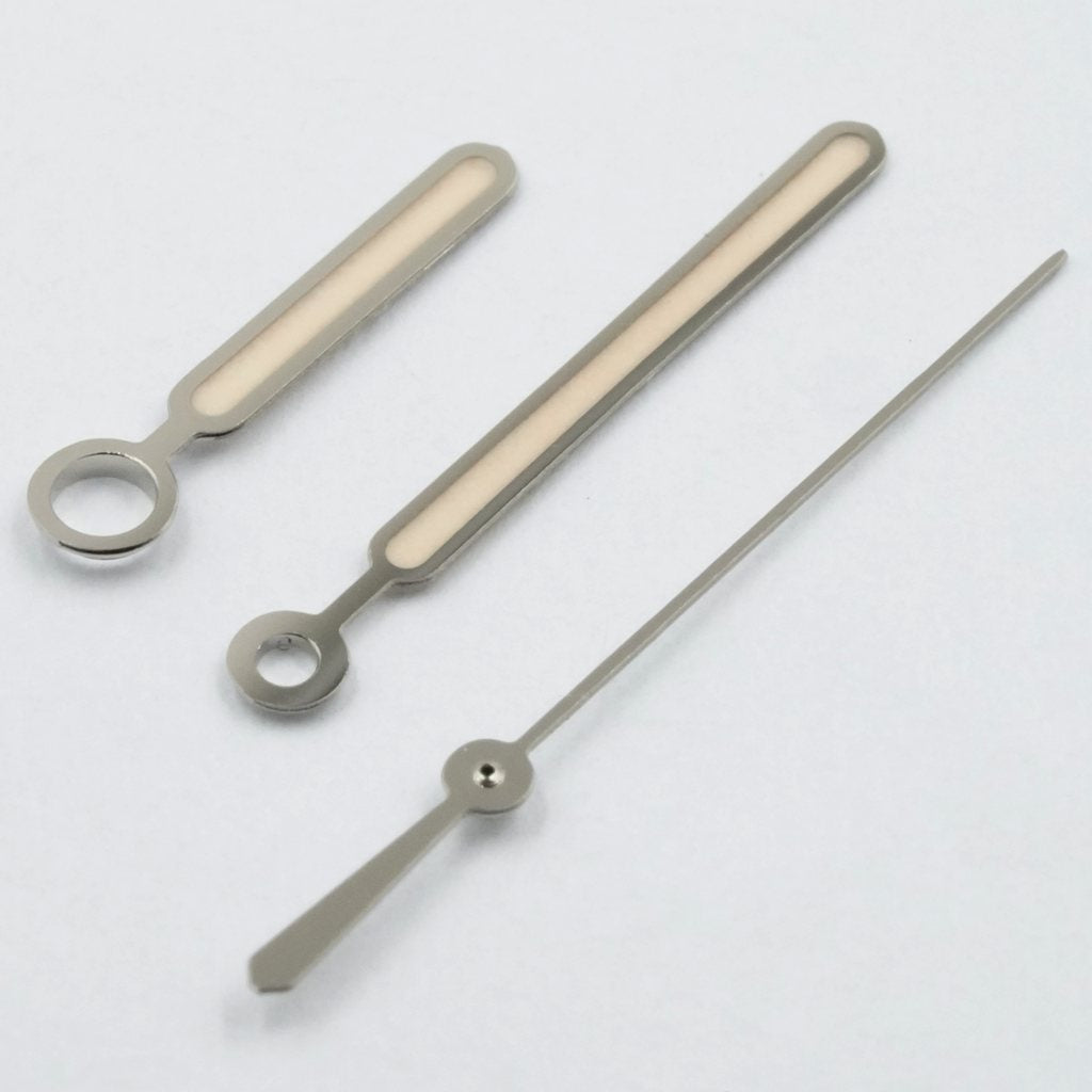 Nautilus Hands - Old Radium - Polished Silver - Old Radium - - - Lucius Atelier - Swiss Quality Seiko Watch Mod Parts