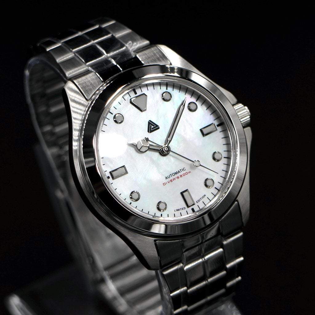 SEIKO 5 SNKK87 Mother of Pearl Mod #XXX273 - - - - Lucius Atelier - Swiss Quality Seiko Watch Mod Parts