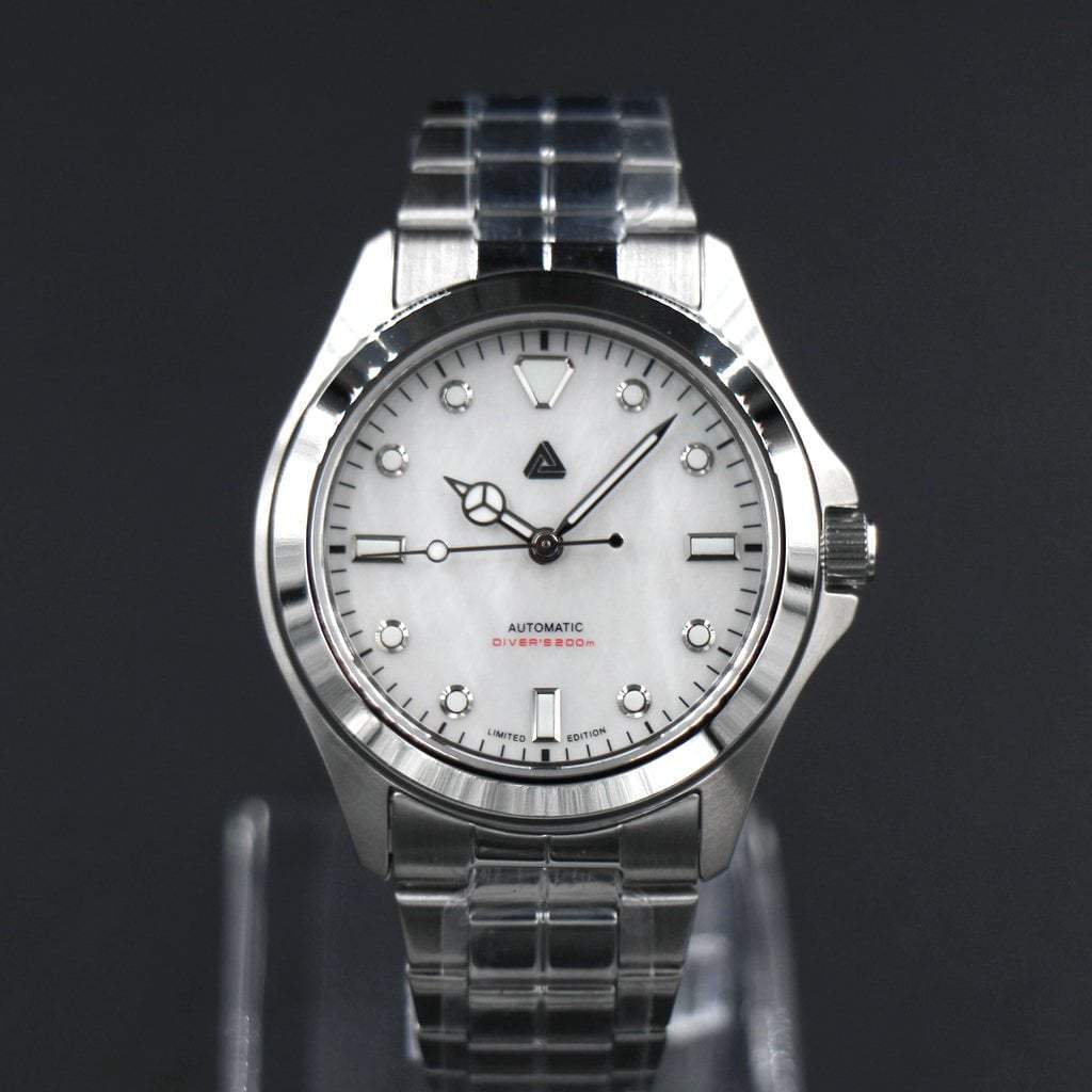 SEIKO 5 SNKK87 Mother of Pearl Mod #XXX273 - - - - Lucius Atelier - Swiss Quality Seiko Watch Mod Parts