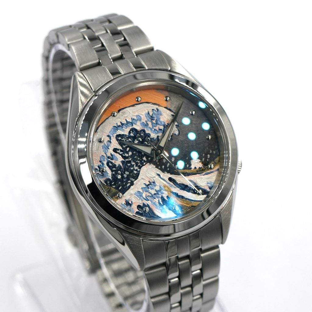 SEIKO 5 SNKL15 Oil-Painted Great Wave Mod #XXX012 - - - - Lucius Atelier - Swiss Quality Seiko Watch Mod Parts