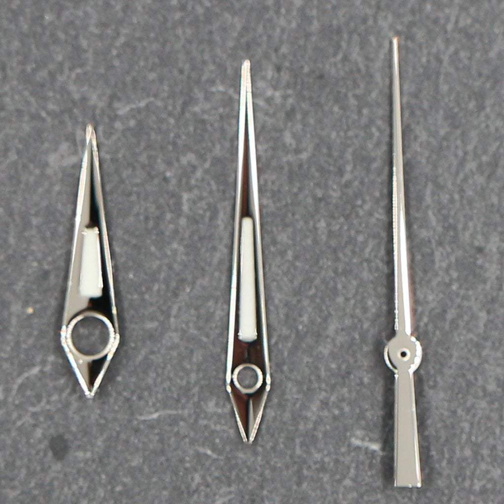 SEIKO Lumibrite Polished Silver Dauphine Hands - - - - Lucius Atelier - Swiss Quality Seiko Watch Mod Parts