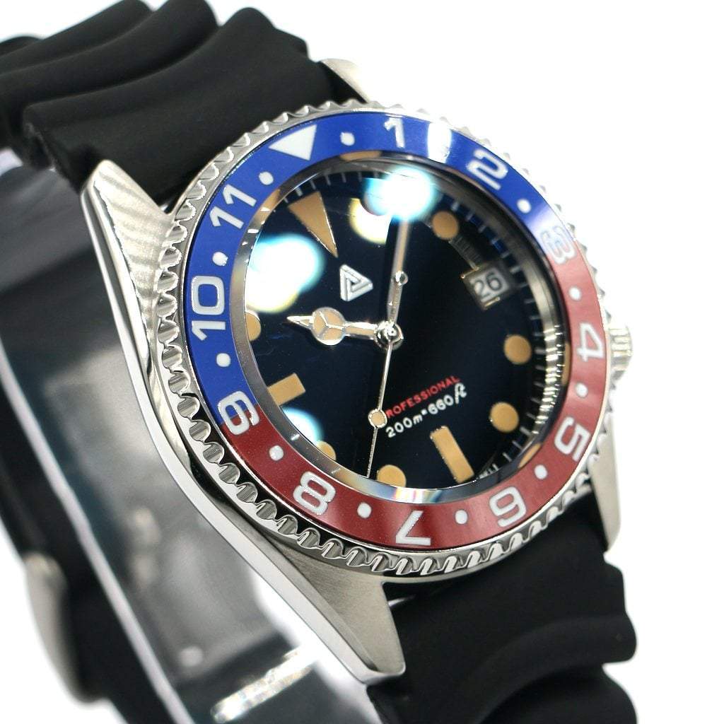 Vintage Submariner Pepsi Dual Time Automatic Watch Lucius Atelier
