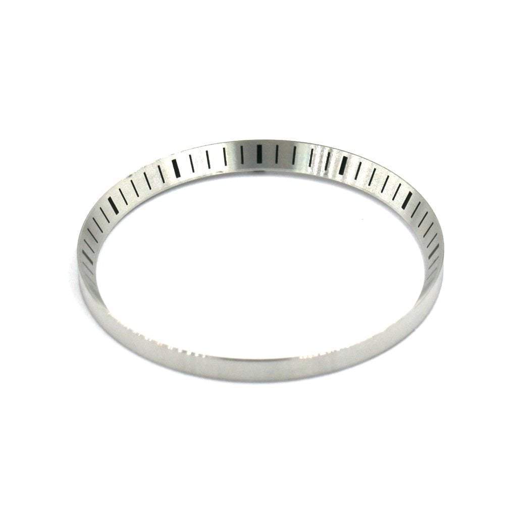 SKX007 Brushed Silver Chapter Ring - Black Markers - - - - Lucius Atelier - Swiss Quality Seiko Watch Mod Parts