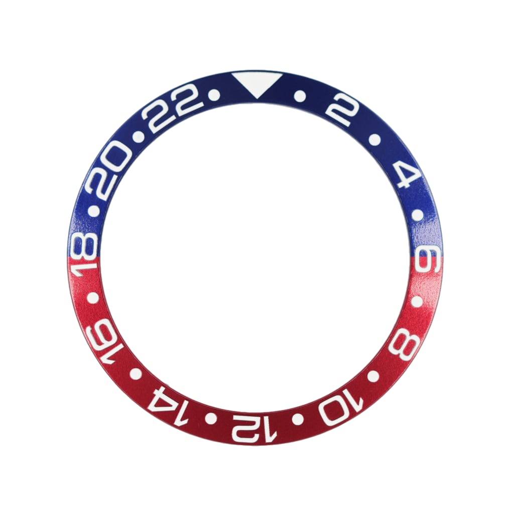 SKX013 Aluminium Bezel Insert (Slope) - GMT 24H - Pepsi Blue/Red - - - - Lucius Atelier - Swiss Quality Seiko Watch Mod Parts