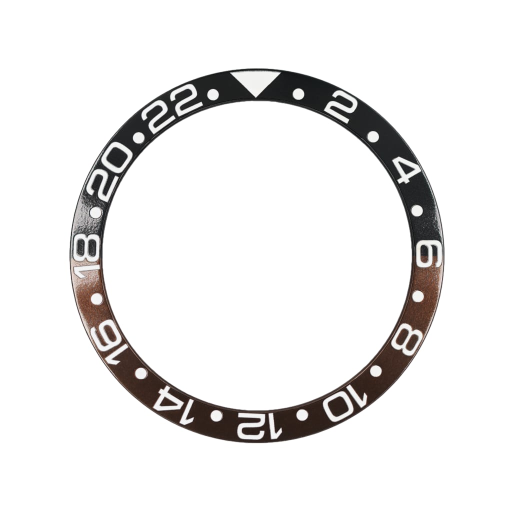 SKX013 Aluminium Bezel Insert (Slope) - GMT 24H - Root Beer Black/Brown - - - - Lucius Atelier - Swiss Quality Seiko Watch Mod Parts