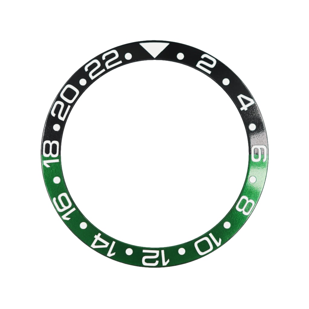 SKX013 Aluminium Bezel Insert (Slope) - GMT 24H - Sprite Black/Green - - - - Lucius Atelier - Swiss Quality Seiko Watch Mod Parts