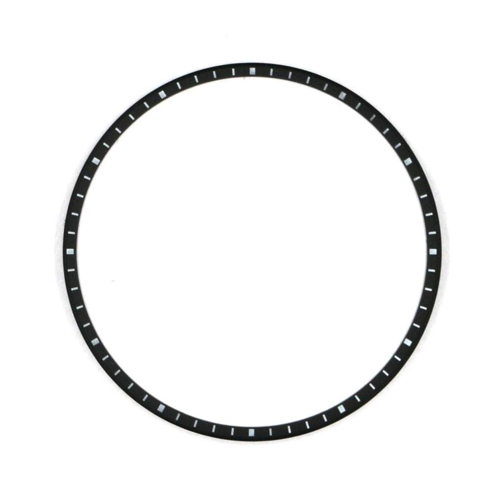 SKX013 Brushed Black Chapter Ring - White Markers - - - - Lucius Atelier - Swiss Quality Seiko Watch Mod Parts