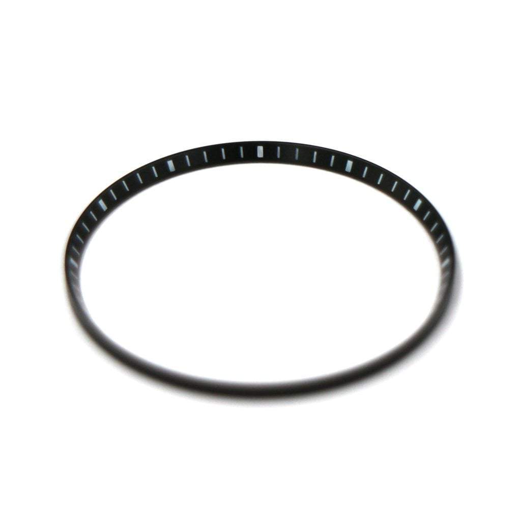 SKX013 Brushed Black Chapter Ring - White Markers - - - - Lucius Atelier - Swiss Quality Seiko Watch Mod Parts