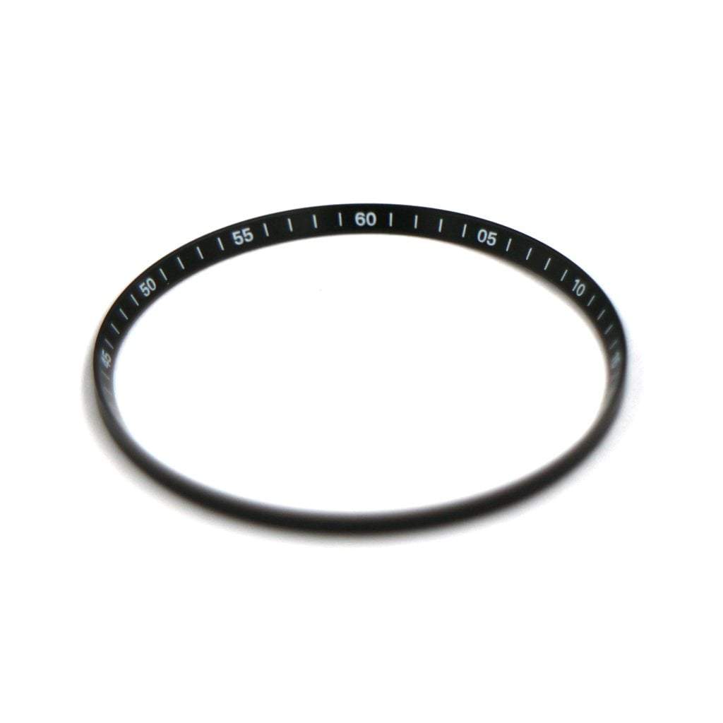 SKX013 Brushed Black Chapter Ring - White Numerals - - - - Lucius Atelier - Swiss Quality Seiko Watch Mod Parts