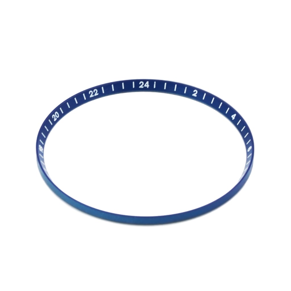 SKX013 Brushed Blue Chapter Ring - GMT 24H Numerals - - - - Lucius Atelier - Swiss Quality Seiko Watch Mod Parts