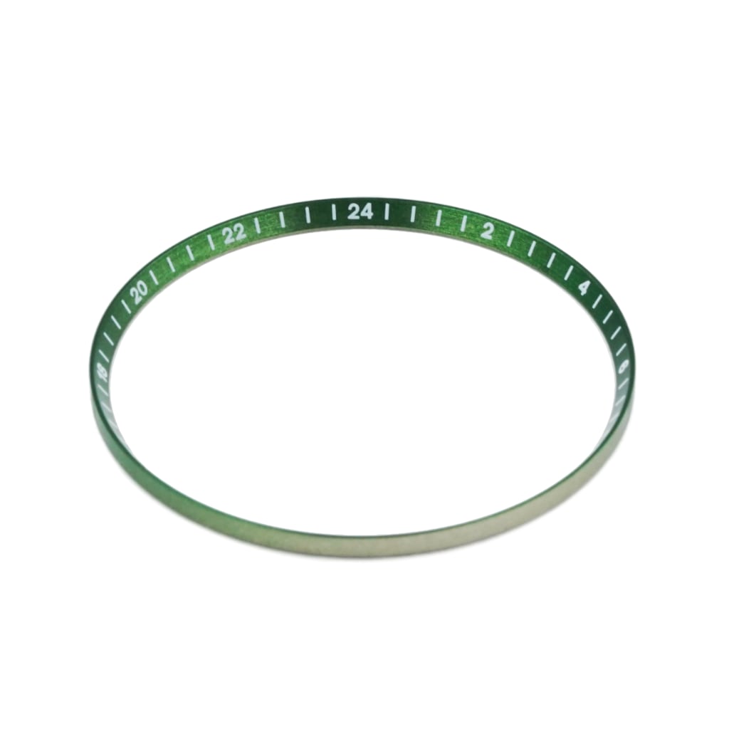 SKX013 Brushed Green Chapter Ring - GMT 24H Numerals - - - - Lucius Atelier - Swiss Quality Seiko Watch Mod Parts