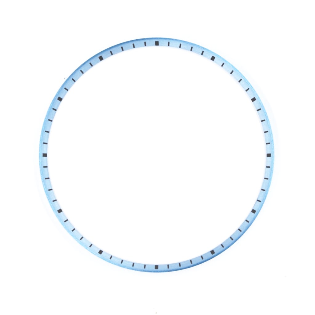 SKX013 Brushed Ice Blue Chapter Ring - Black Markers - - - - Lucius Atelier - Swiss Quality Seiko Watch Mod Parts
