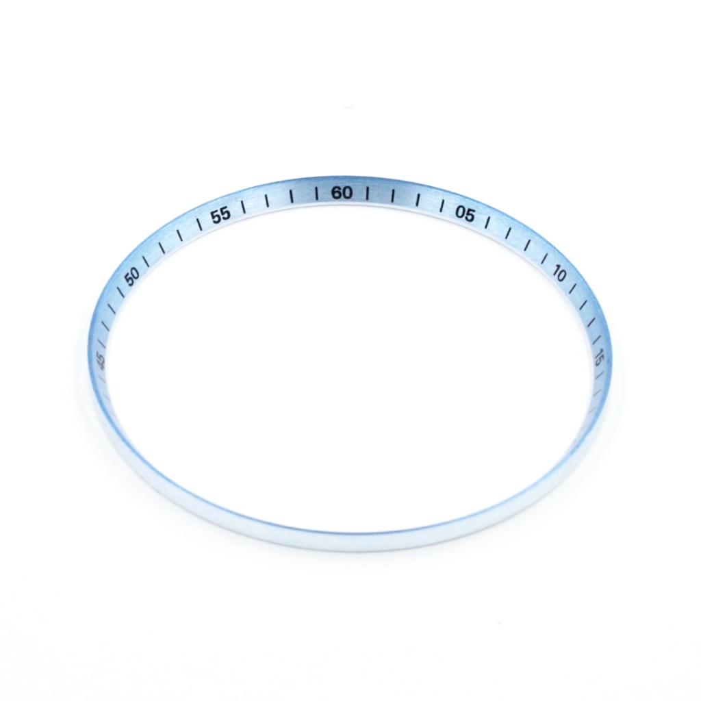 SKX013 Brushed Ice Blue Chapter Ring - Black Numerals - - - - Lucius Atelier - Swiss Quality Seiko Watch Mod Parts