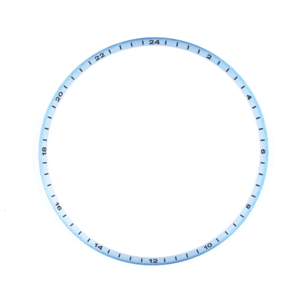 SKX013 Brushed Ice Blue Chapter Ring - GMT 24H Numerals - - - - Lucius Atelier - Swiss Quality Seiko Watch Mod Parts