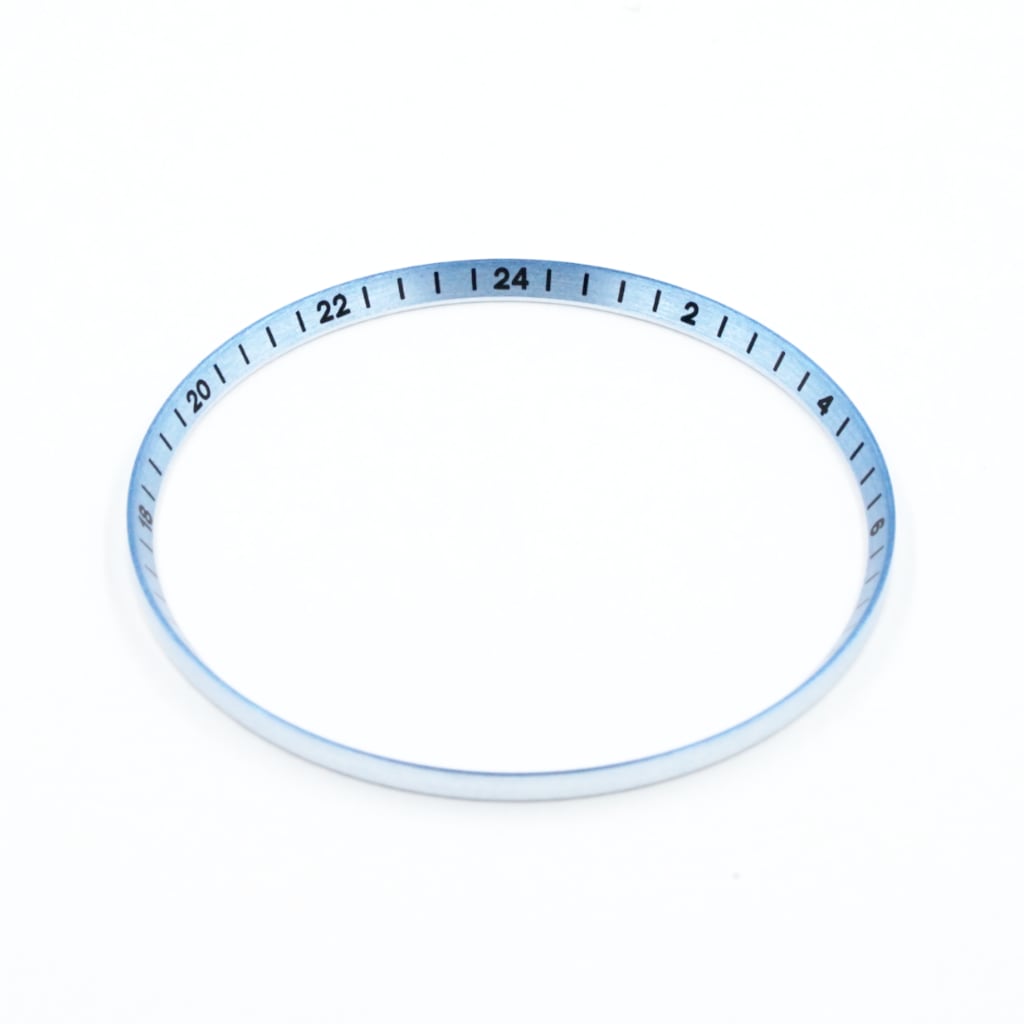 SKX013 Brushed Ice Blue Chapter Ring - GMT 24H Numerals - - - - Lucius Atelier - Swiss Quality Seiko Watch Mod Parts