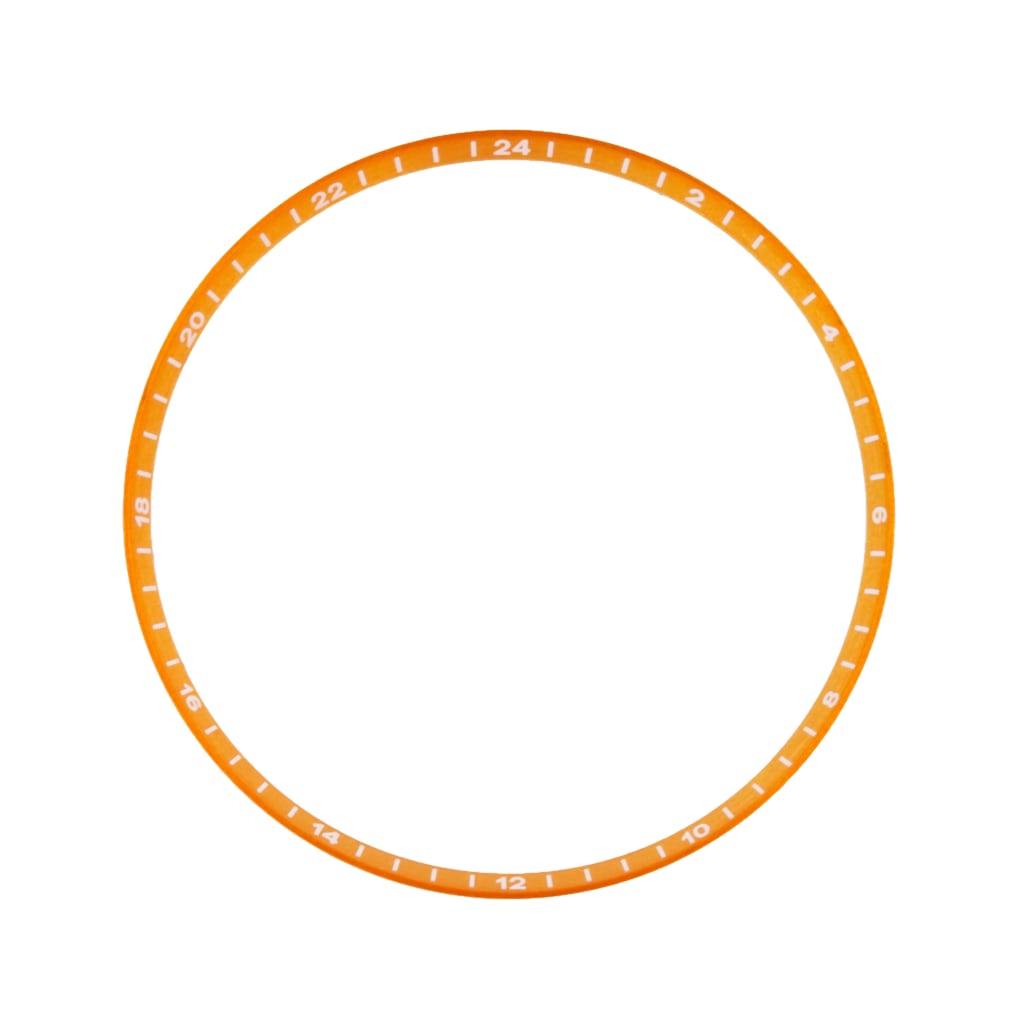 SKX013 Brushed Orange Chapter Ring - GMT 24H Numerals - - - - Lucius Atelier - Swiss Quality Seiko Watch Mod Parts