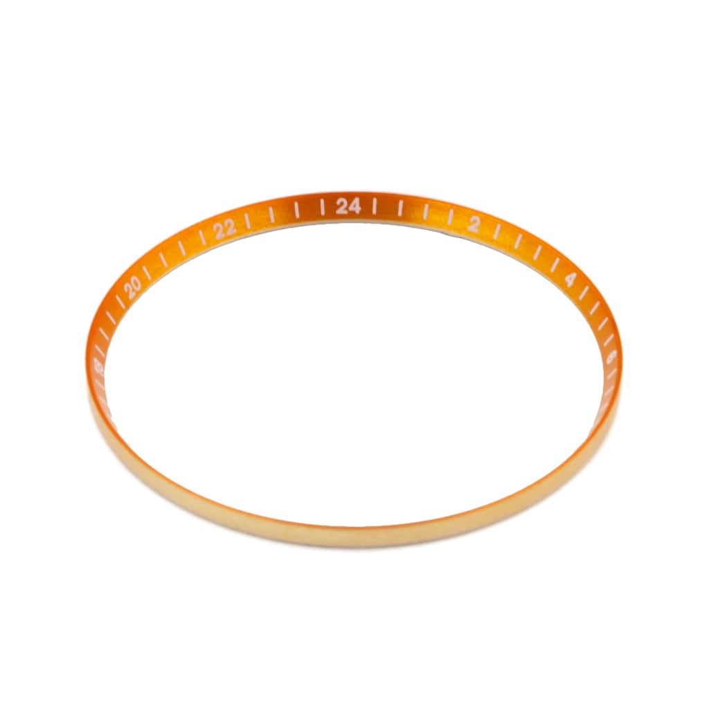 SKX013 Brushed Orange Chapter Ring - GMT 24H Numerals - - - - Lucius Atelier - Swiss Quality Seiko Watch Mod Parts