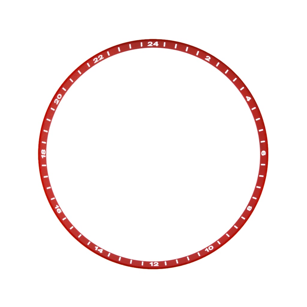 SKX013 Brushed Red Chapter Ring - GMT 24H Numerals - - - - Lucius Atelier - Swiss Quality Seiko Watch Mod Parts