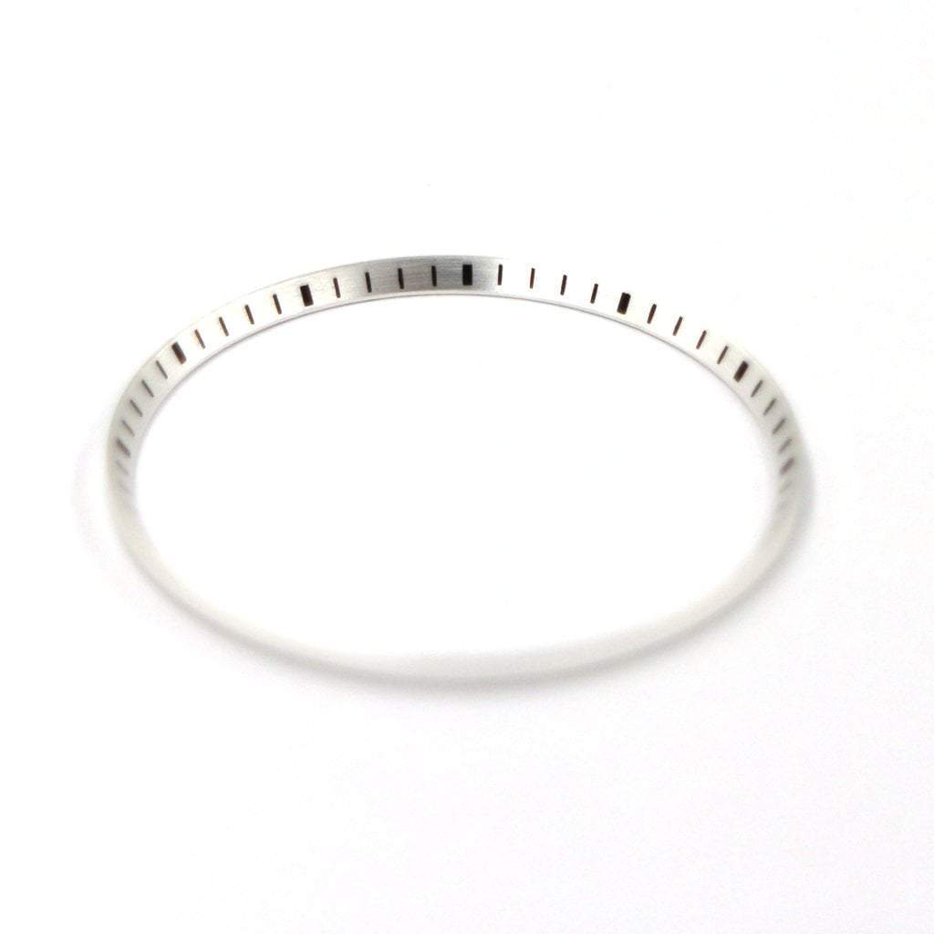 SKX013 Brushed Silver Chapter Ring - Black Markers - - - - Lucius Atelier - Swiss Quality Seiko Watch Mod Parts