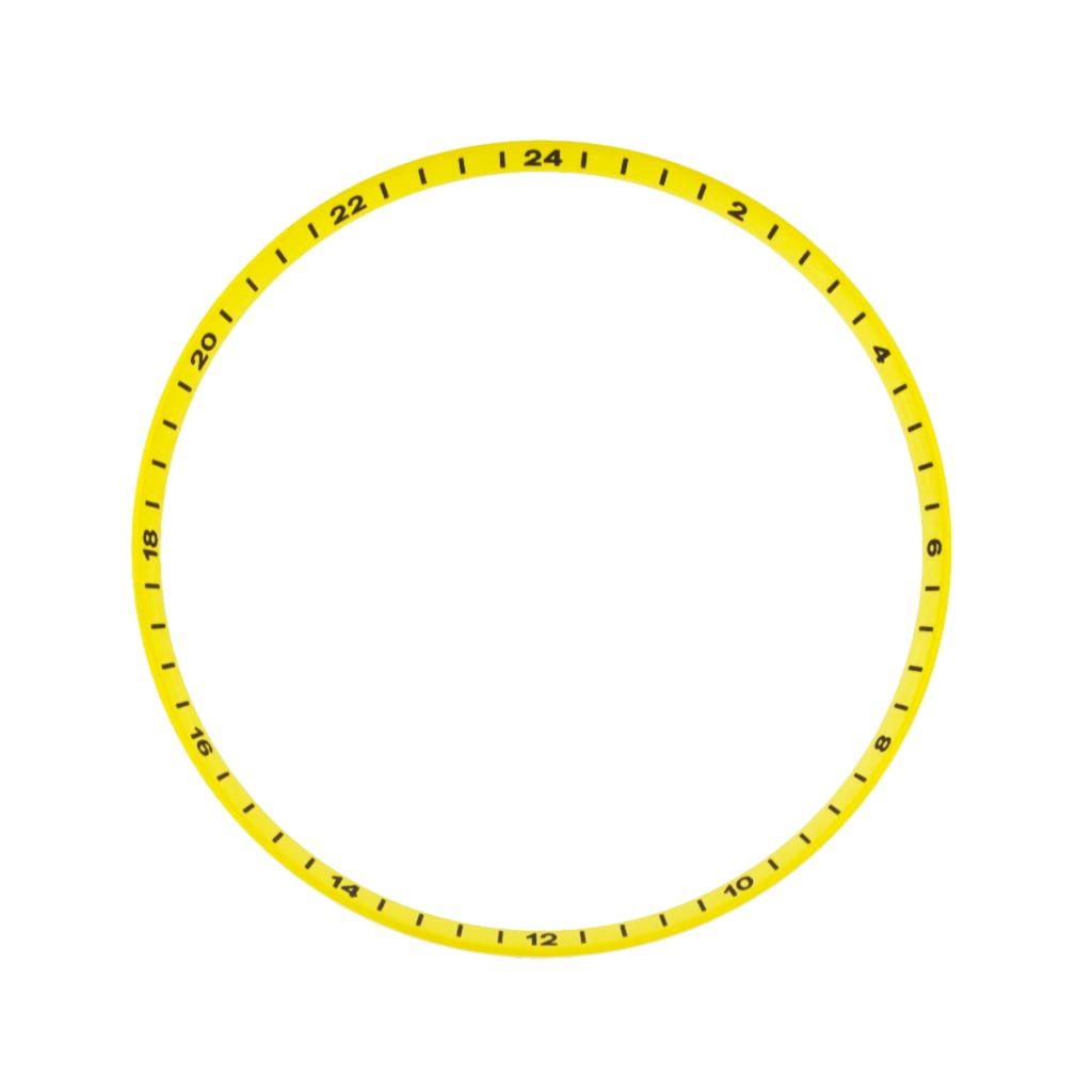 SKX013 Brushed Yellow Chapter Ring - GMT 24H Numerals - - - - Lucius Atelier - Swiss Quality Seiko Watch Mod Parts