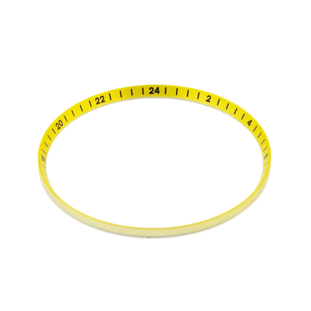 SKX013 Brushed Yellow Chapter Ring - GMT 24H Numerals - - - - Lucius Atelier - Swiss Quality Seiko Watch Mod Parts