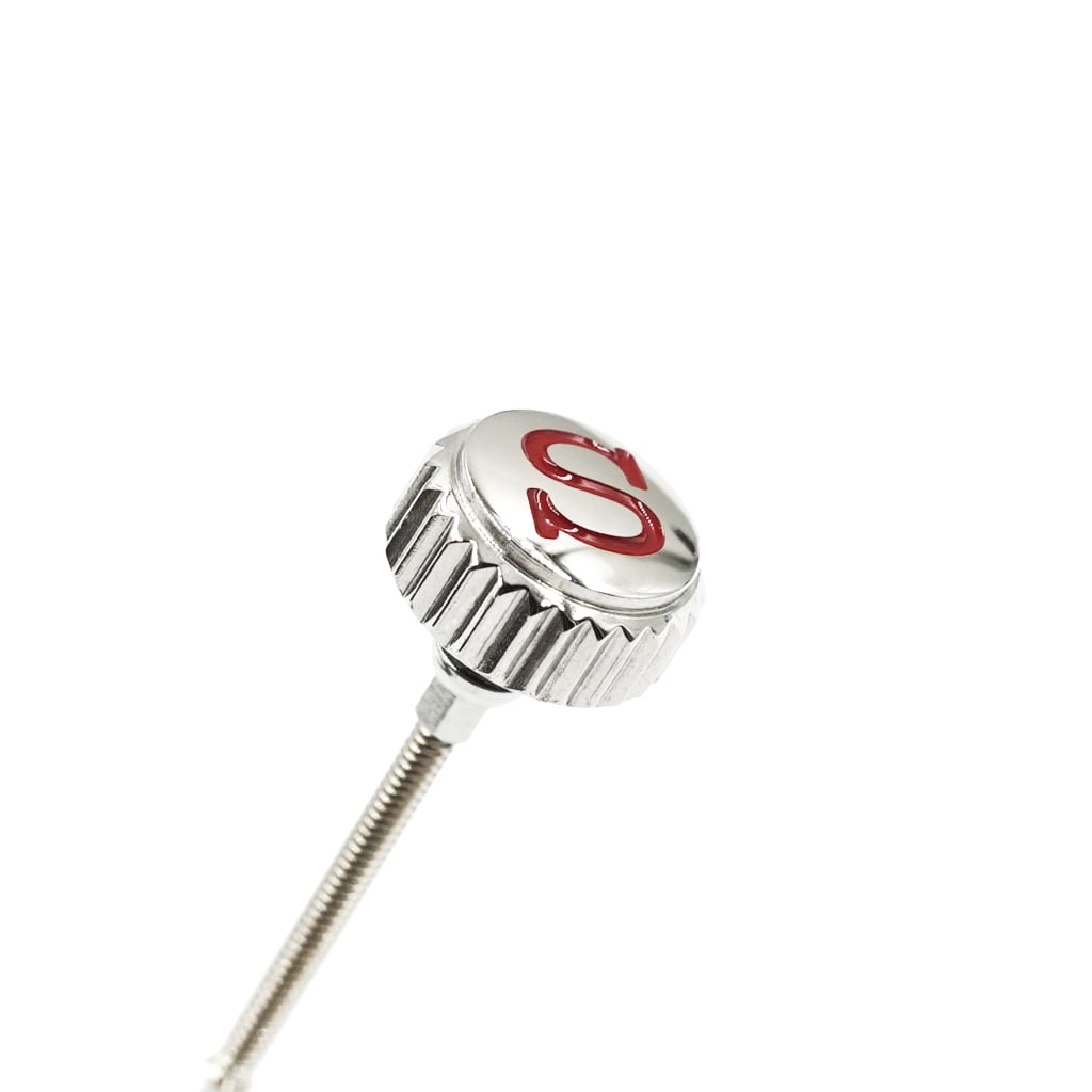 SKX013 Crown - Coin Edge - Slim - Signed S in Red - - - - Lucius Atelier - Swiss Quality Seiko Watch Mod Parts