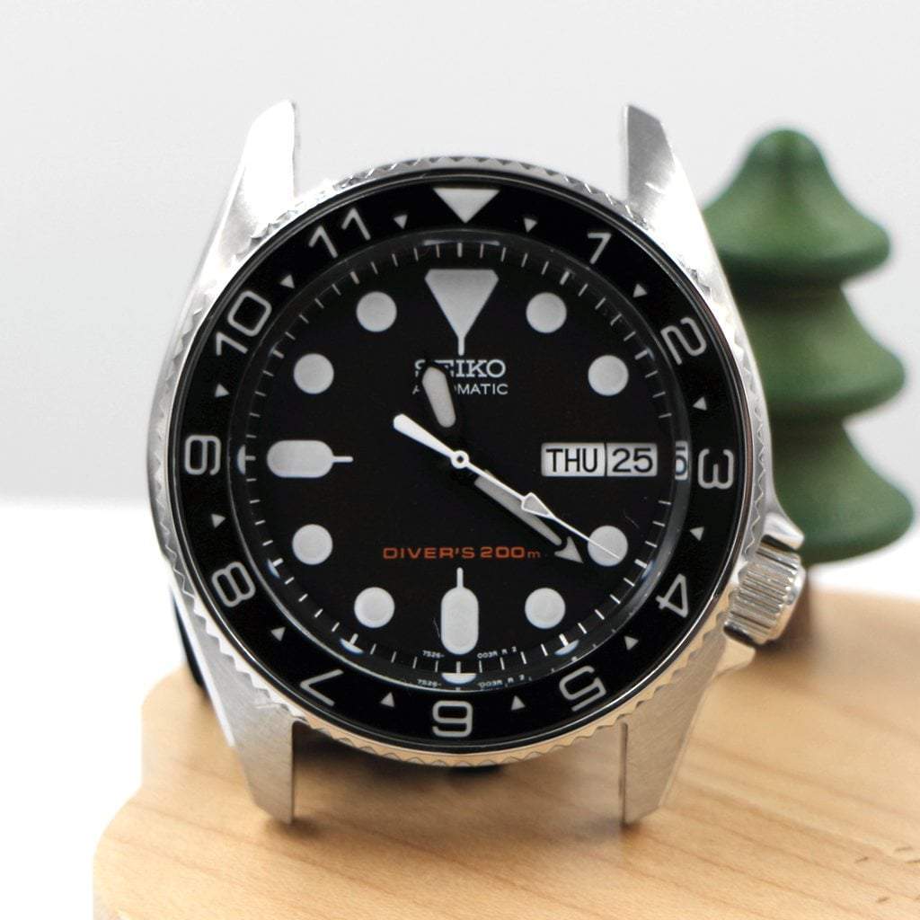 SKX013 Lumed Sapphire Bezel Insert (Flat) - BGW9 - Black Dual Time - - - - Lucius Atelier - Swiss Quality Seiko Watch Mod Parts