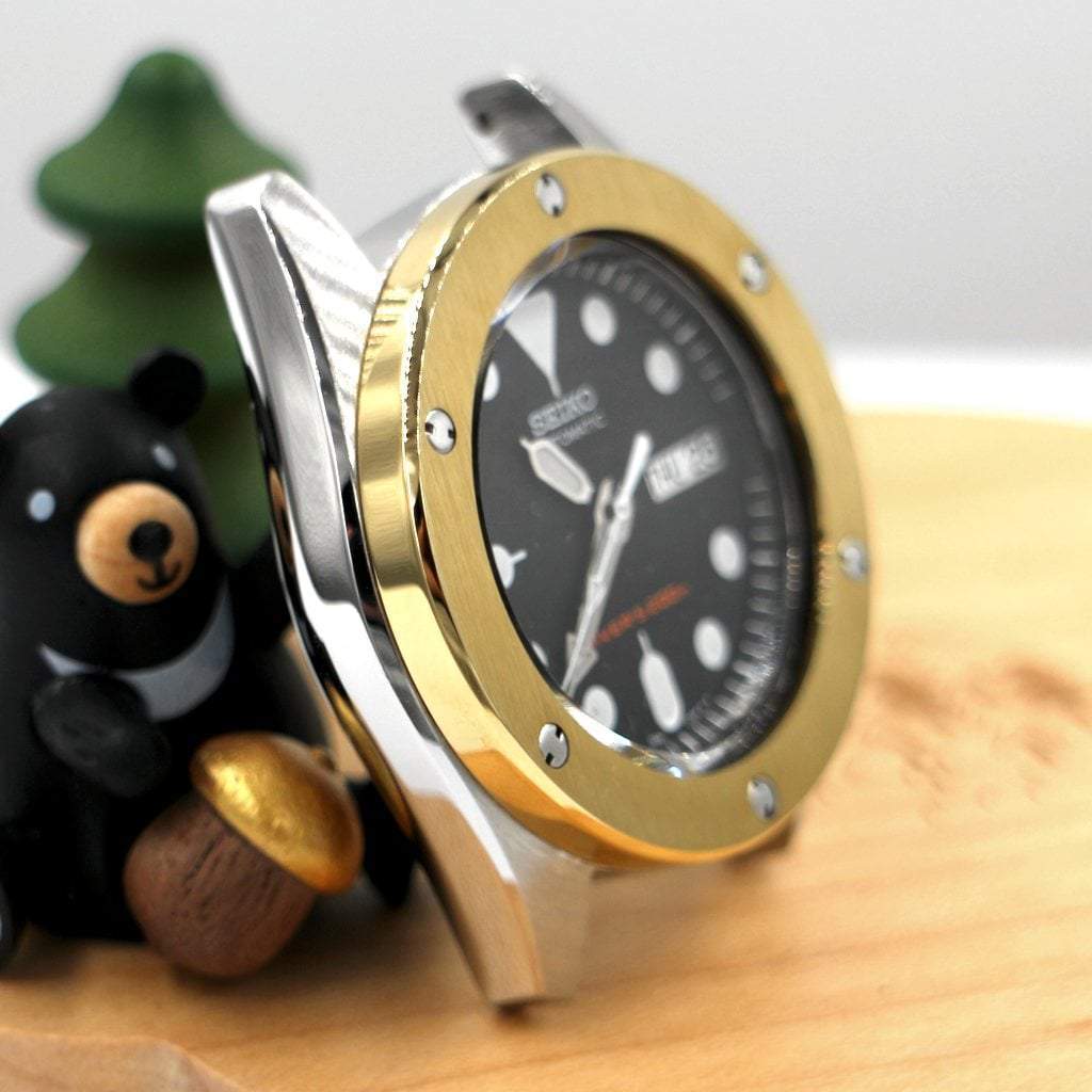 SKX013 The Big Bang Bezel - Gold - - - - Lucius Atelier - Swiss Quality Seiko Watch Mod Parts