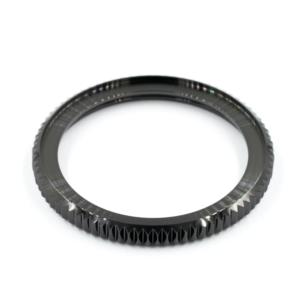 SKX013 The Coin Edge Bezel - Polished (DLC BLACK EDITION) - - - - Lucius Atelier - Swiss Quality Seiko Watch Mod Parts