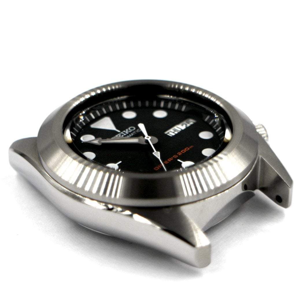 SKX013 Brushed Silver Chapter Ring - Black & Red Markers - Lucius