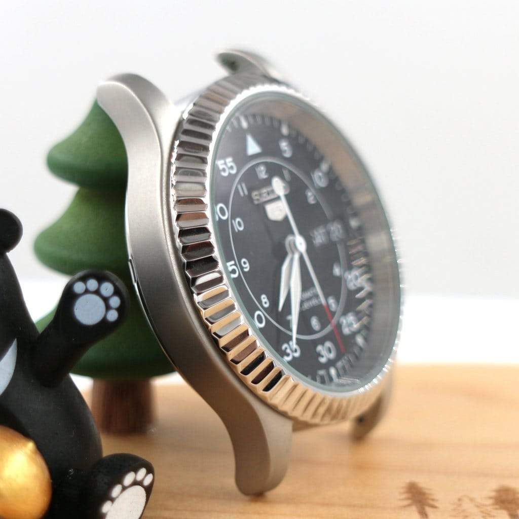 SNK Fluted Bezel - Silver - - - - Lucius Atelier - Swiss Quality Seiko Watch Mod Parts