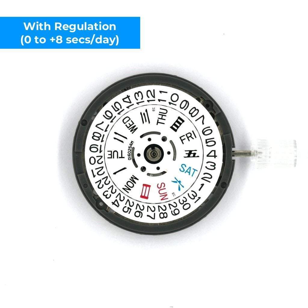 Seiko (TMI) NH36 Automatic Movement - Day Date (White) - Regulated (0 to +8 secs/day) - - - Lucius Atelier - Swiss Quality Seiko Watch Mod Parts