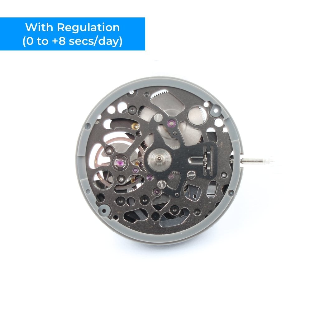 Seiko (TMI) NH72 Automatic Movement - Skeleton Ruthenium Grey - Regulated (0 to +8 secs/day) - - - Lucius Atelier - Swiss Quality Seiko Watch Mod Parts