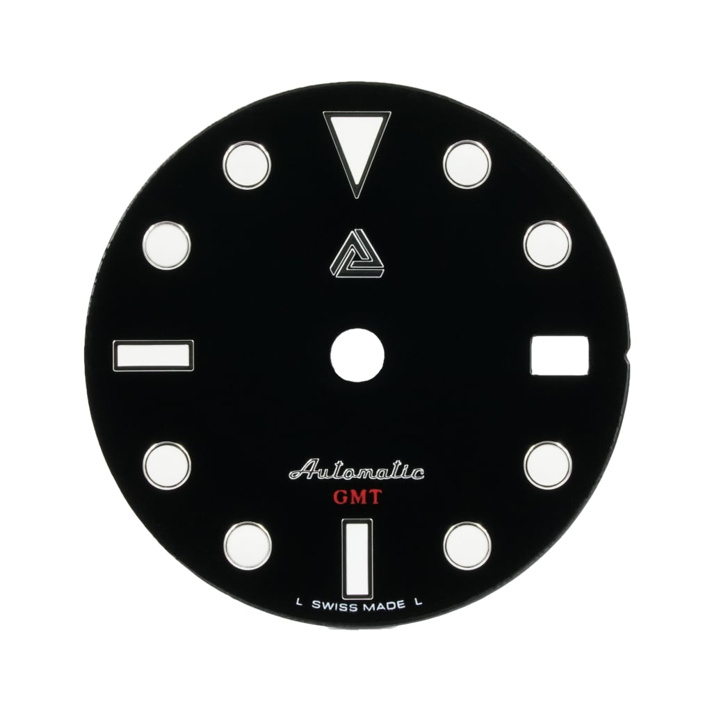 Submariner GMT Dial - Enamel Black [For NH34] - - - - Lucius Atelier - Swiss Quality Seiko Watch Mod Parts