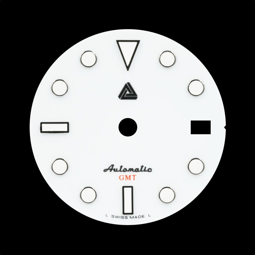 Submariner GMT Dial - Enamel White [For NH34] - - - - Lucius Atelier - Swiss Quality Seiko Watch Mod Parts