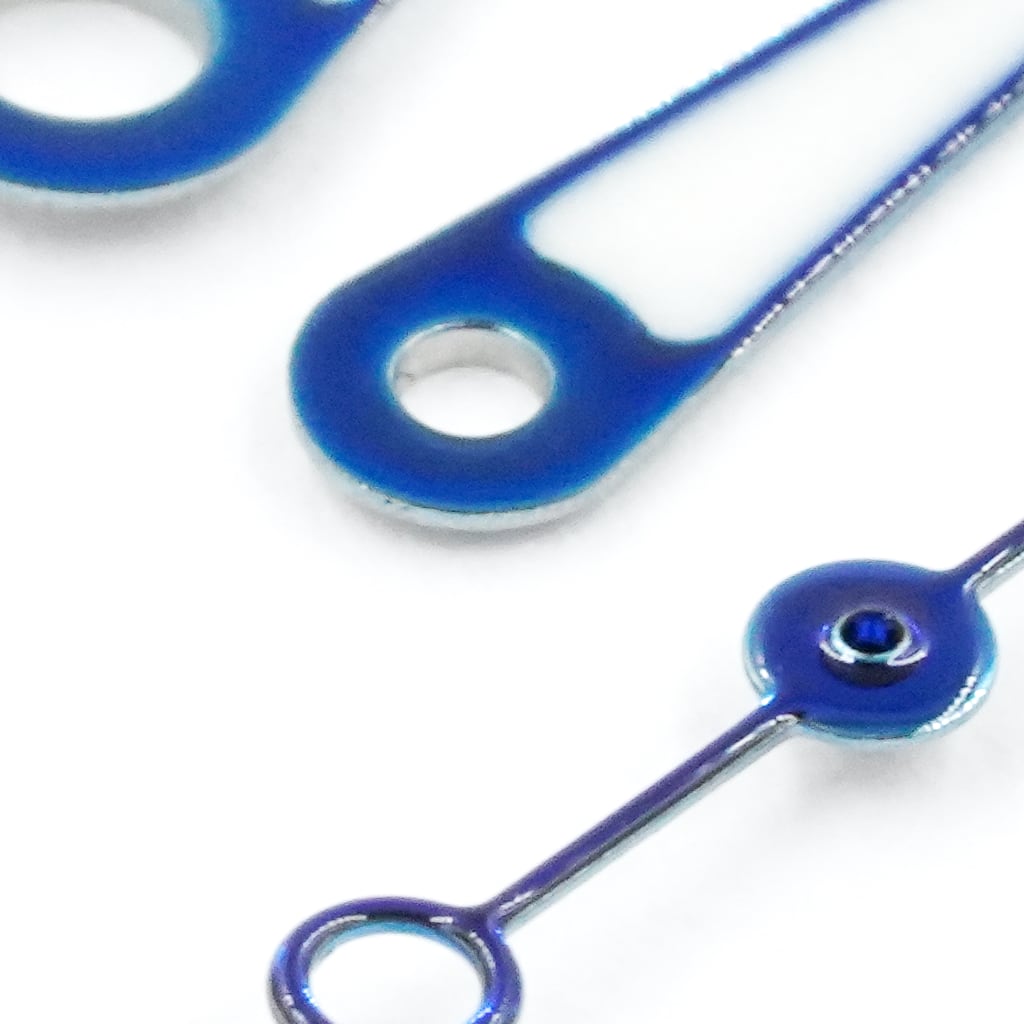Teardrop Needle Hands - Polished Blue - Luminous - BGW9 Grade A - - - Lucius Atelier - Swiss Quality Seiko Watch Mod Parts