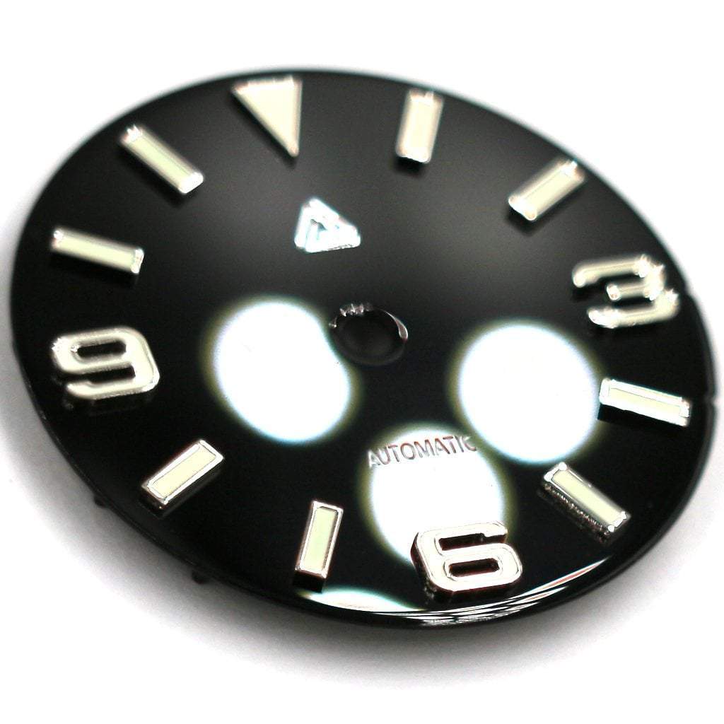 Terra Explorer Dial v2 - Enamel Black (No Markers) - BGW9 Grade A - - - Lucius Atelier - Swiss Quality Seiko Watch Mod Parts