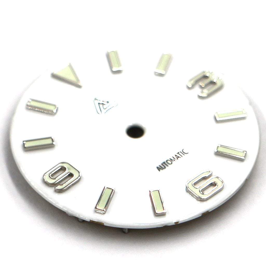 Terra Explorer Dial v2 - Enamel White (No Markers) - BGW9 Grade A - - - Lucius Atelier - Swiss Quality Seiko Watch Mod Parts